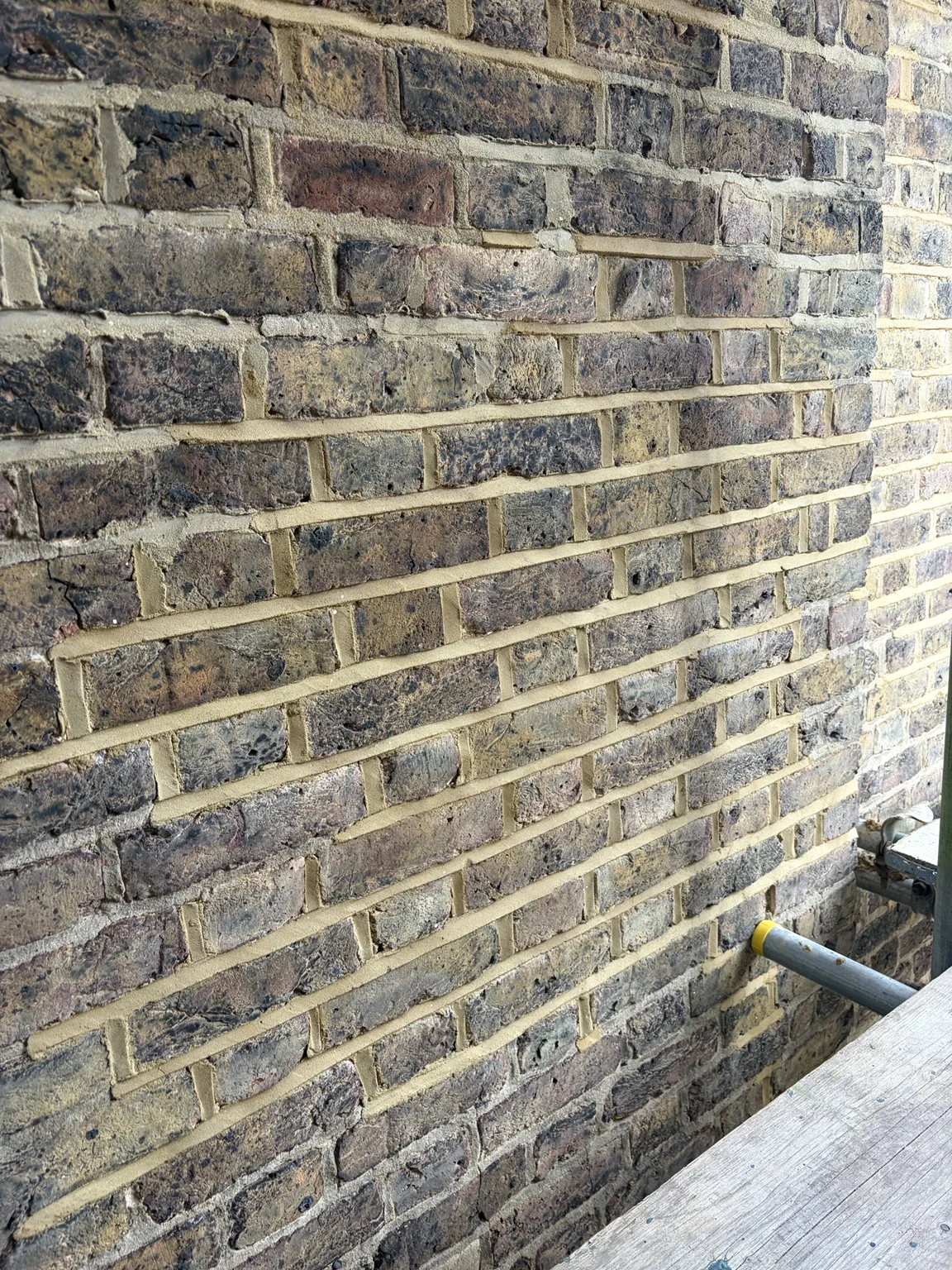 Brickwork and mortar joints at the Notting Hill refurbishment